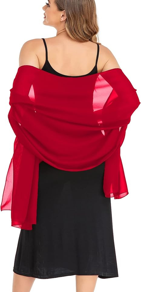Shawls and Wraps for Evening Dresses Sheer Chiffon Women Elegant Soft Silky Wraps Wedding Bridal ... | Amazon (US)