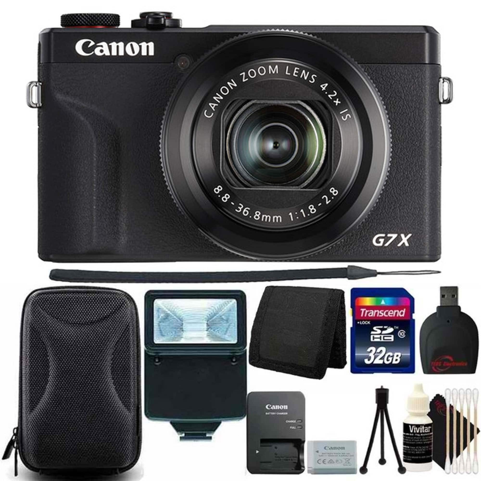 Canon - Powershot G7X Mark III, SanDisk 32GB SDHC Ultra, Memory Card Wallet, Memory Card Reader, Slave flash, camera case Bundle - Black | Best Buy U.S.