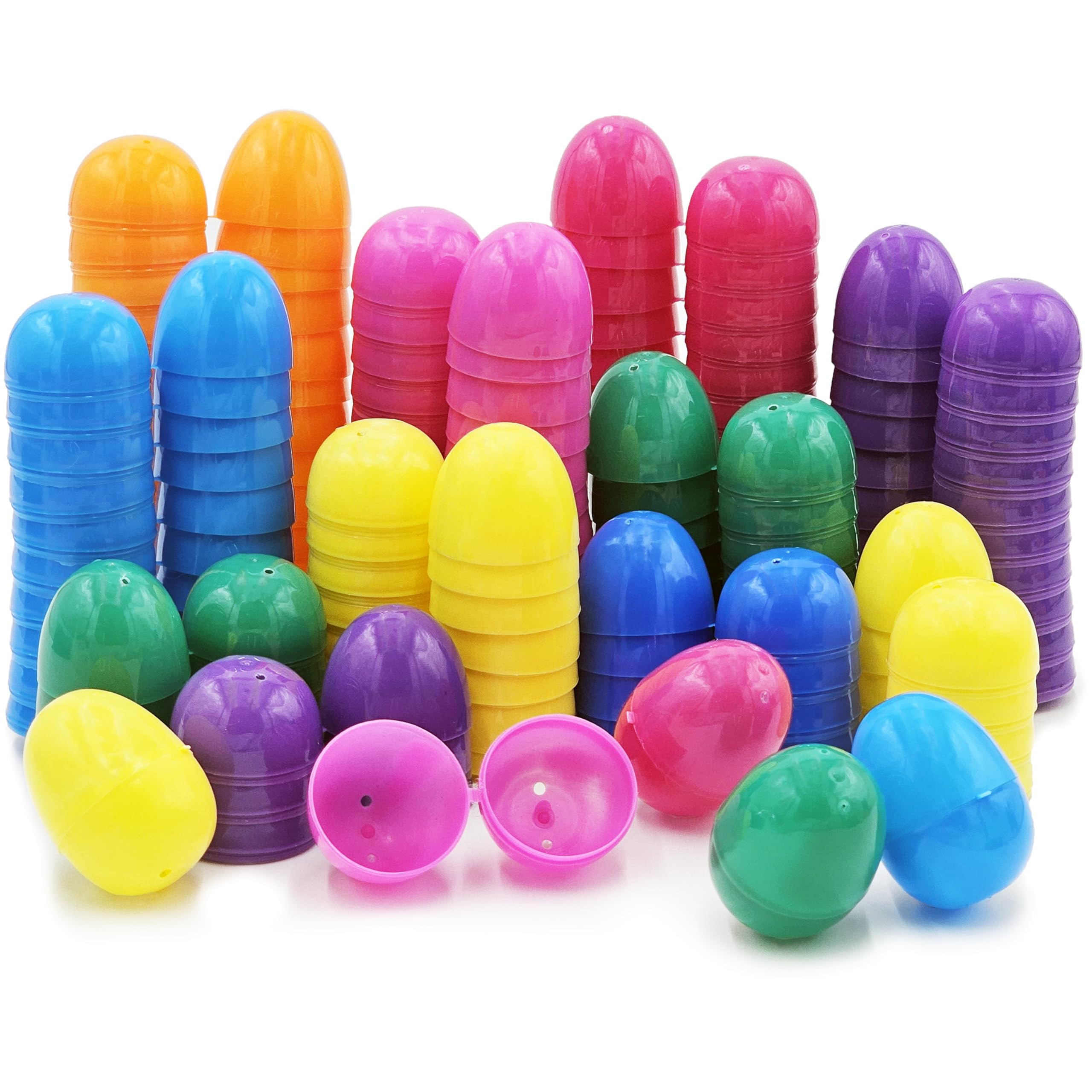 The Dreidel Company Fillable Easter Eggs 50-Pack with Hinge Bulk Colorful Bright Plastic Easter E... | Amazon (US)