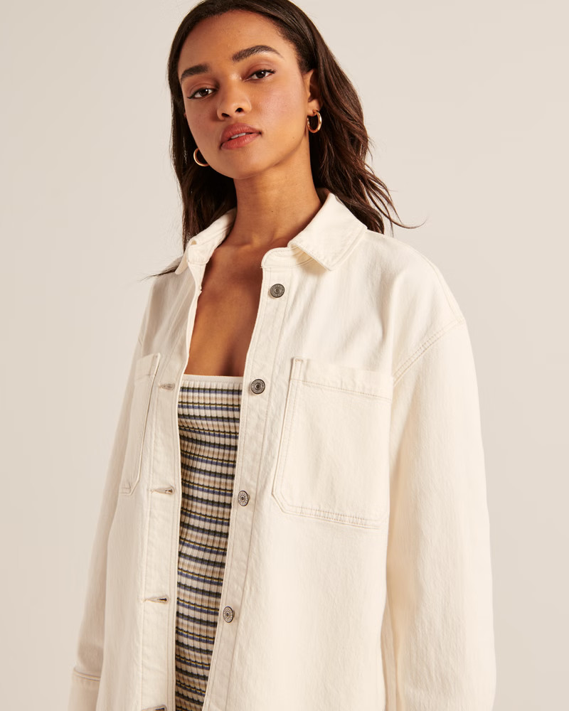Women's Denim Shirt Jacket | Women's Coats & Jackets | Abercrombie.com | Abercrombie & Fitch (US)