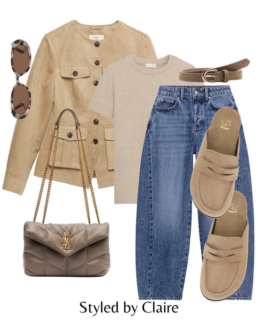 THE VIRAL M&S SUEDETTE JACKET❤️‍🔥
Tags: fax suede utility jacket marks Spencer neutral beige Parisian style tshirt Zara barrel leg jeans light wash spring dune London taupe mules loafers flats leather ysl bag belt mango Le specs sunglasses fashion inspo outfit ideas chic women’s style city break everyday office work weekend realistic brunch 

#LTKspringtrends #LTKootd #LTKspring