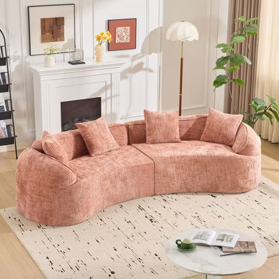 Pink Curved Compressed Sofa, Creative Nordic-style Design for Living Room, Comfortable, Soft and Suitable for Multiple Scenarios | Target