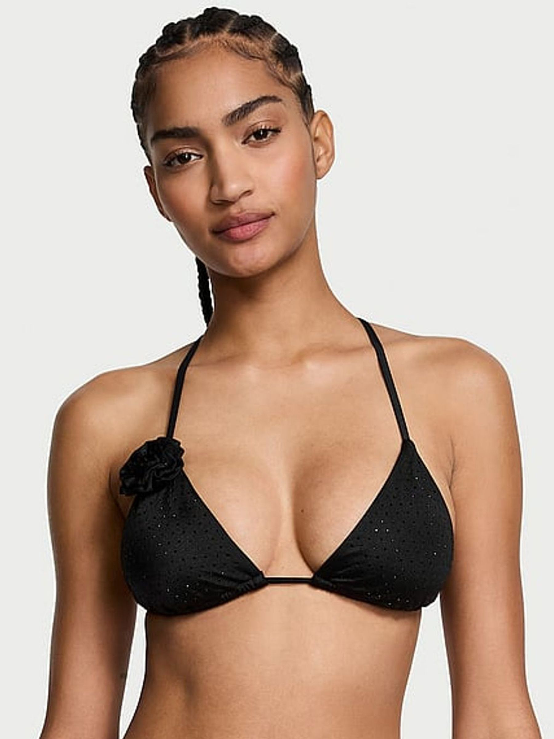 Black Diamante Triangle Rosette Bikini Top | Victoria's Secret UK