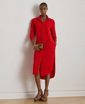 Women's Long-Sleeve Spread Collar Shirt Dress | Macy's