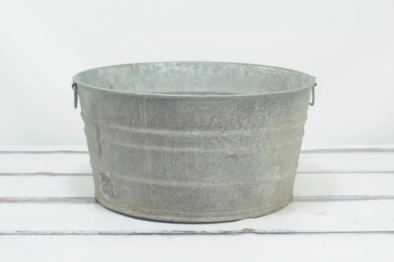 Galvanized Tub Wash Tub 2 Washtub Bucket Metal Handle - Etsy | Etsy (US)