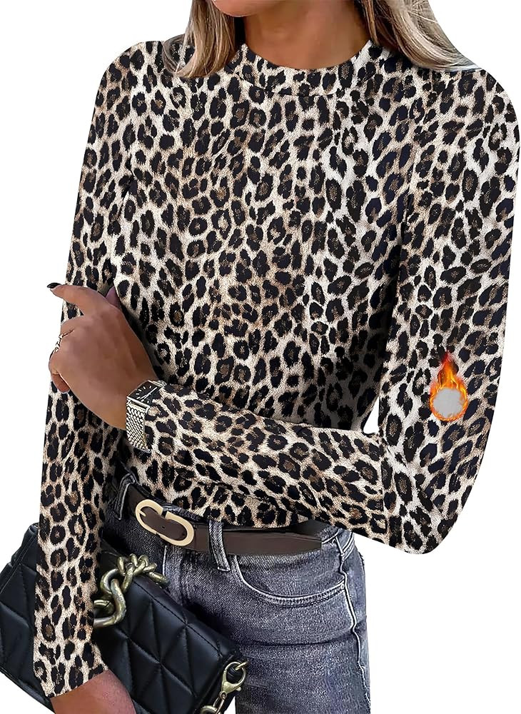 XIEERDUO Womens Long Sleeve Thermal Shirt Fleece Mock Neck Tops 2025 Fashion Slim Fit | Amazon (US)