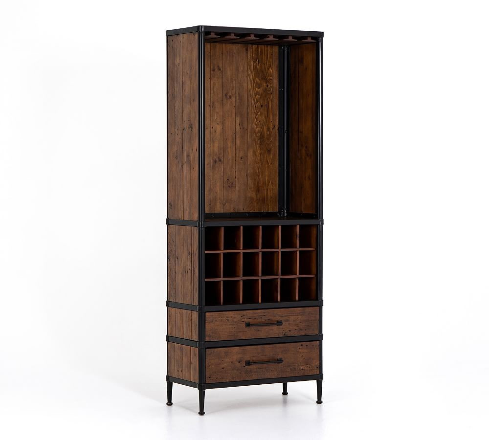 Juno 27"" Reclaimed Wood Bar Cabinet, Reclaimed Pine/Dark Bronze | Pottery Barn (US)