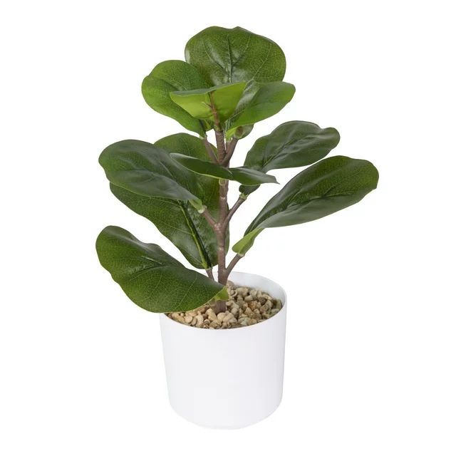 12-inch x 4-inch Artificial Fiddle Leaf Greenery Plant in White Pot, Green, for Indoor Use, by Ma... | Walmart (US)