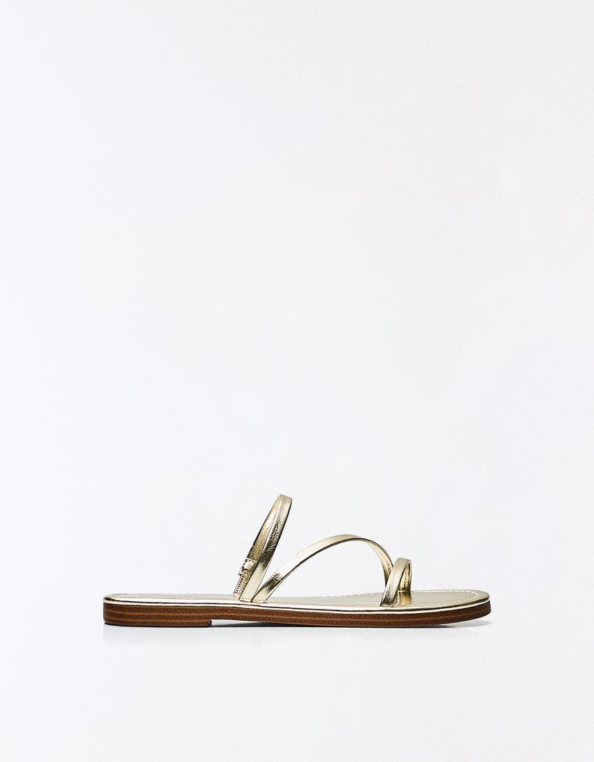 Multi-strap flat slider sandals - Women | Bershka UK