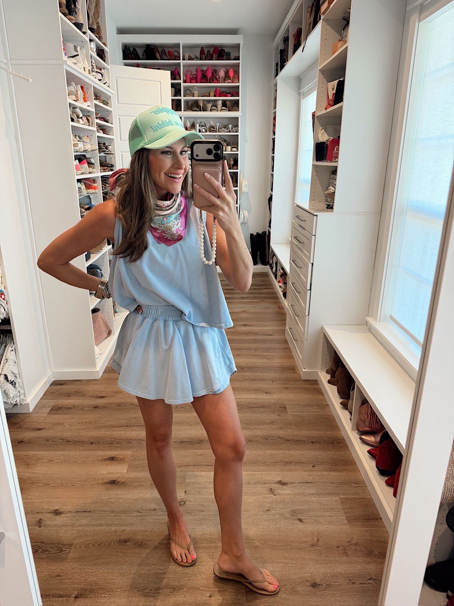 Today’s casual spring ootd! In a small top and skirt, sandals, scarf bandana, hat and accessories - fits tts.

#LTKSeasonal #LTKootd #LTKmomlife
