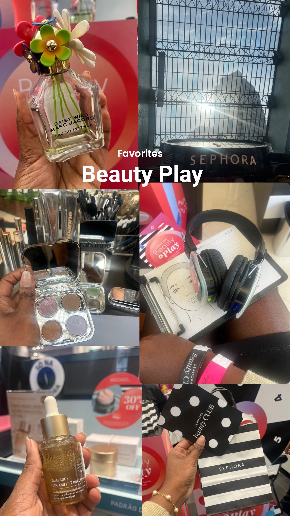 Produtos favoritos da Sephora Beauty Play! 

Fragrância:
-  PERFUME MARC JACOBS DAISY WILD: Jasmim, vetiver e notas de flor de banana capturam a irresistível essência da natureza, despertando um senso de descoberta.

Make: 
- PALETA DE SOMBRAS RABANNE HANDBAG: Rabanne traduziu seus tecidos fashions em quatro texturas de sombras altamente pigmentadas: matte, metálico, brilho cintilante e vinil brilhante.

Skin Care:
- SÉRUM FIRMADOR BIFÁSICO BIOSSANCE: Ideal para: Restaurar a pele madura, conquistar  uma pele mais firme e liftada e combater linhas finas.

#sephora #beautyplay


#LTKbeleza #LTKbrasil