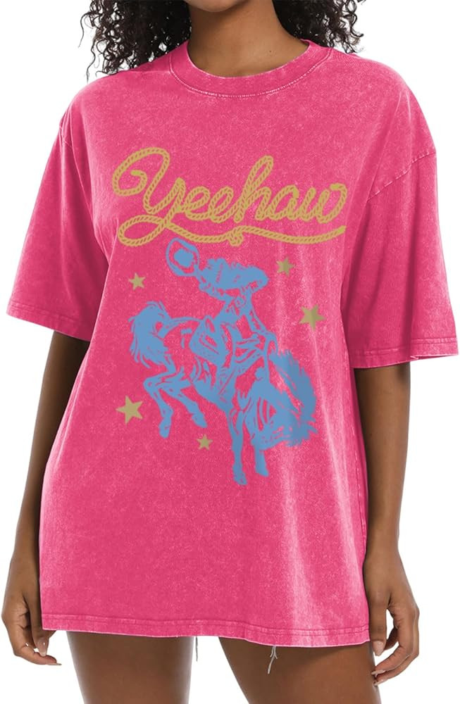 Western Shirts for Women Vintage Cowgirl Shirt Oversized Rodeo Cowboy Graphic Tees Country Concer... | Amazon (US)