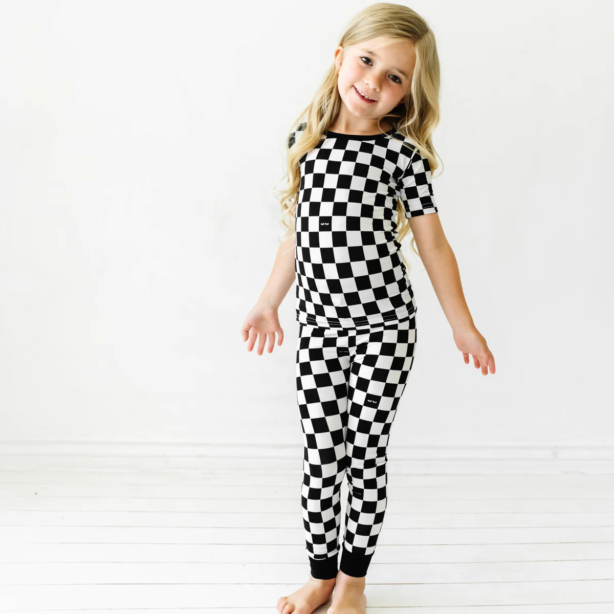 Cool Checks Two-Piece Short Sleeve Bamboo Viscose Pajama Set | Little Sleepies