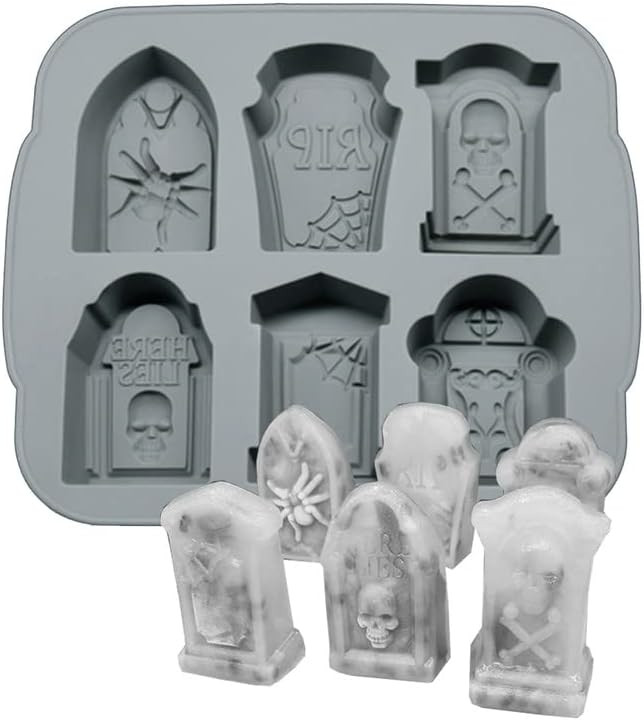 Silicone Ice Cube Trays Halloween RIP Gravestone Mold for Ice, Candy, Cake, Soap | Amazon (US)