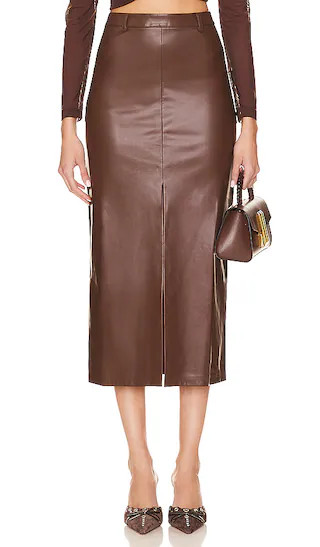 x Anja Dujaković  Angelica Skirt in Brown | Revolve Clothing (Global)