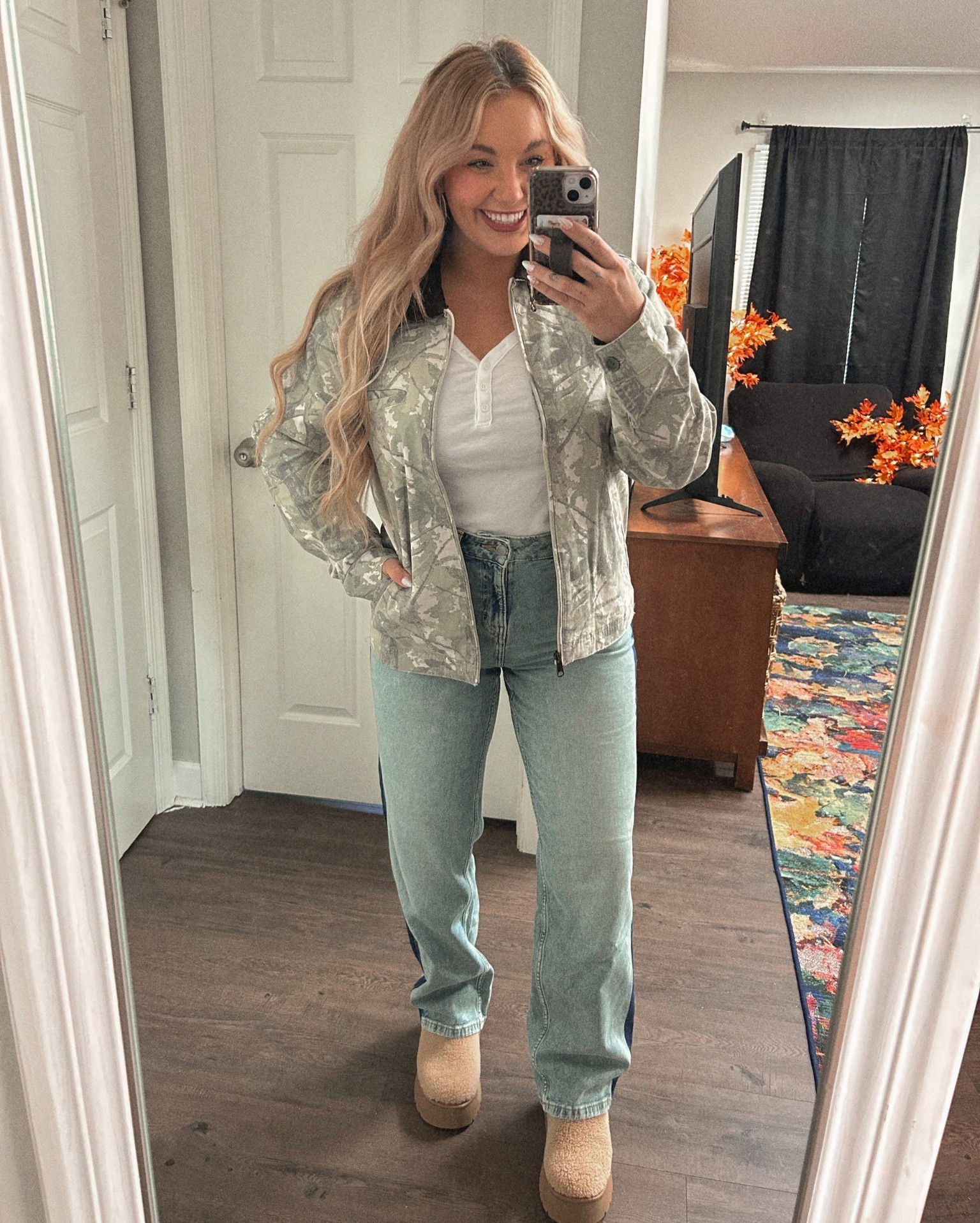 Walmart outfit!!! 😍👏🏼 This camo jacket is too good! wearing size medium! 

#LTKSeasonal #LTKMidsize #LTKFindsUnder50