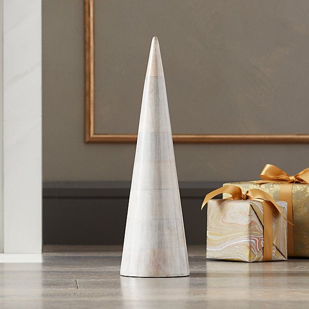 Ring Small Hi-Gloss Bleached Christmas Tree Sculpture | CB2