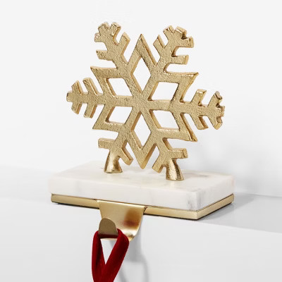 Personalization Mall Gold Metal & Marble Snowflake Christmas Stocking Holder | Target