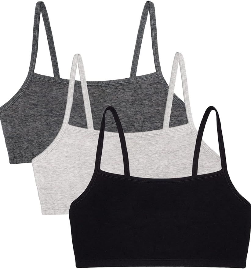 Fruit of the Loom Women's Spaghetti Strap Cotton Pull Over 3 Pack Sports Bra in Fashion Colors | Amazon (US)