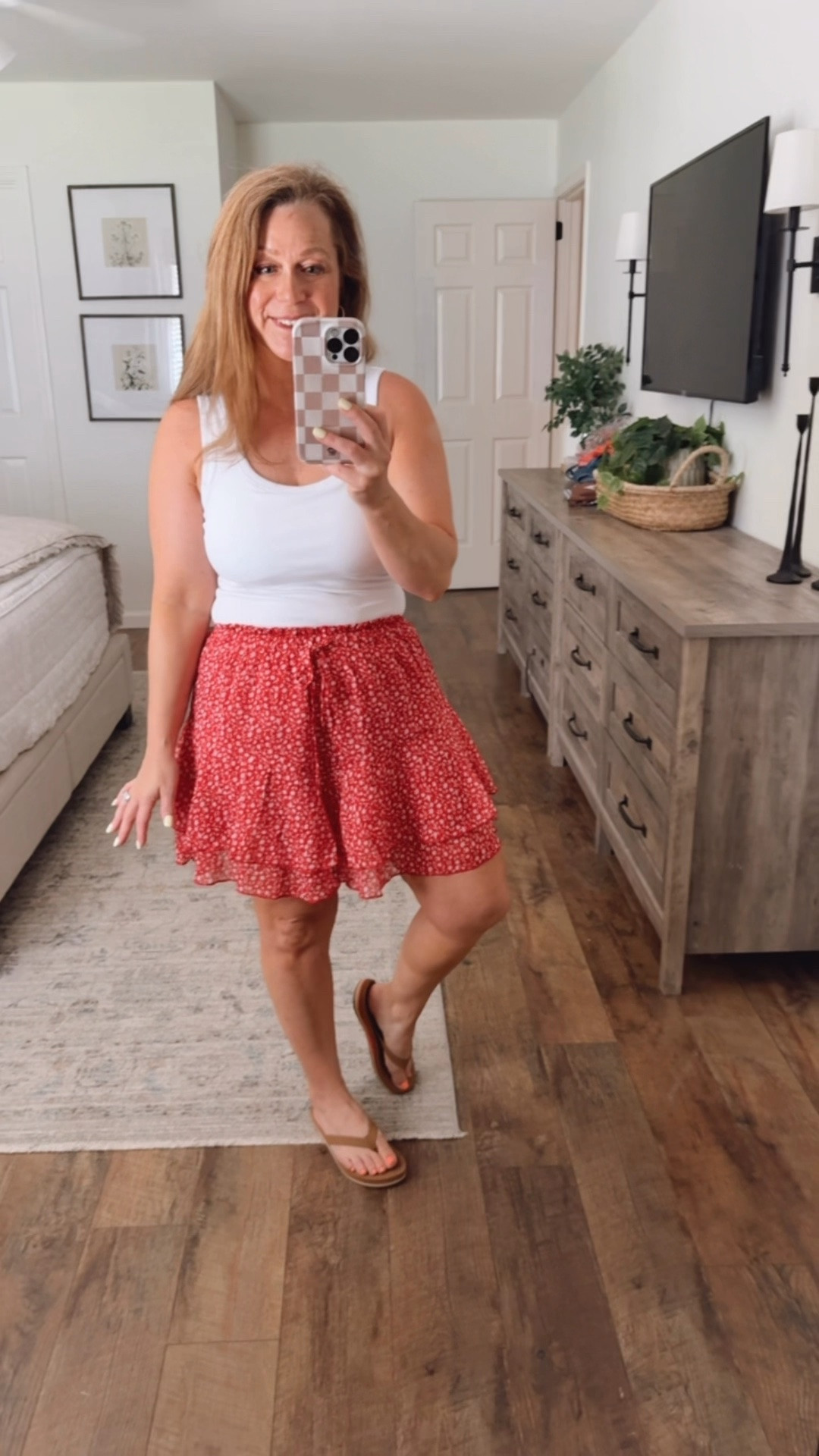 Summer outfit idea 

Tank with built-in bra, pads are removable 
Skort has built in shorts and is lightweight and flowy- perfect for summer 

I am in a small in both 

#LTKootd #LTKPetite #LTKMidsize
