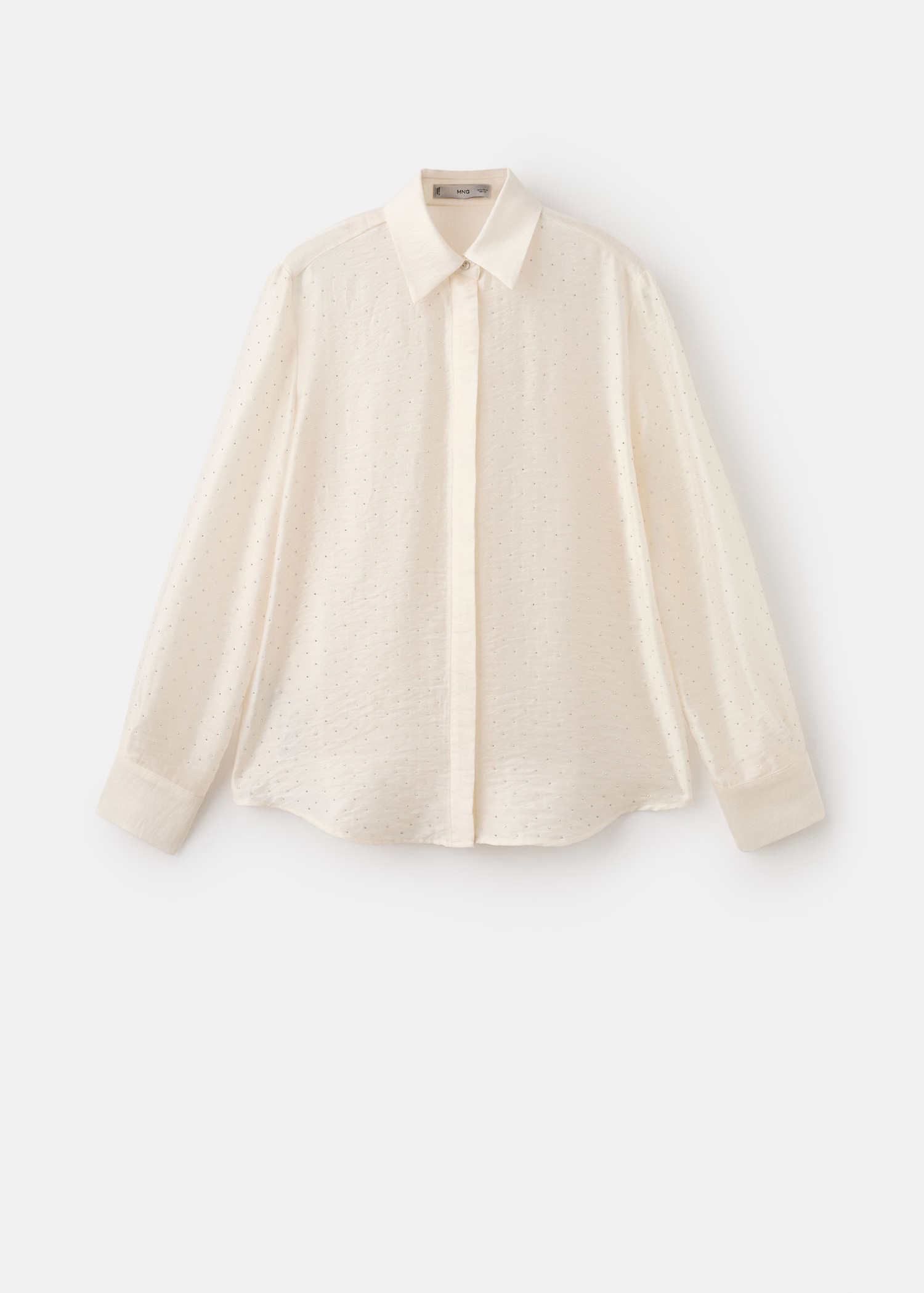 Satin shirt with rhinestones - Women | MANGO United Kingdom | MANGO (UK)