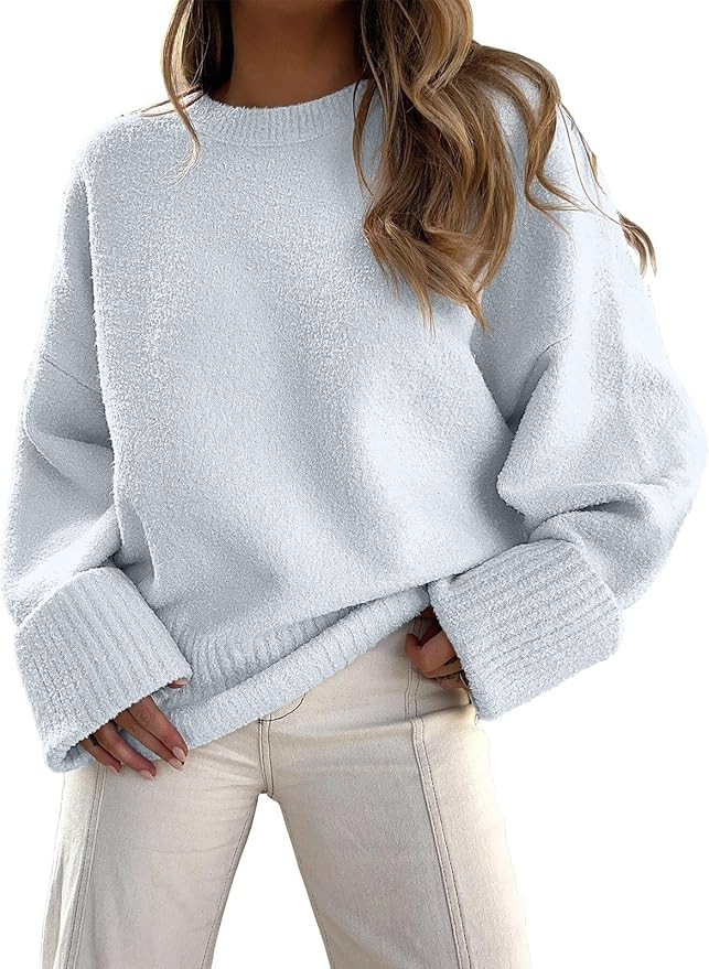 LOGENE Women's Oversized Soft Crewneck Sweaters Fuzzy Warm Knit Pullover Tops 2023 Fashion Clothe... | Amazon (US)