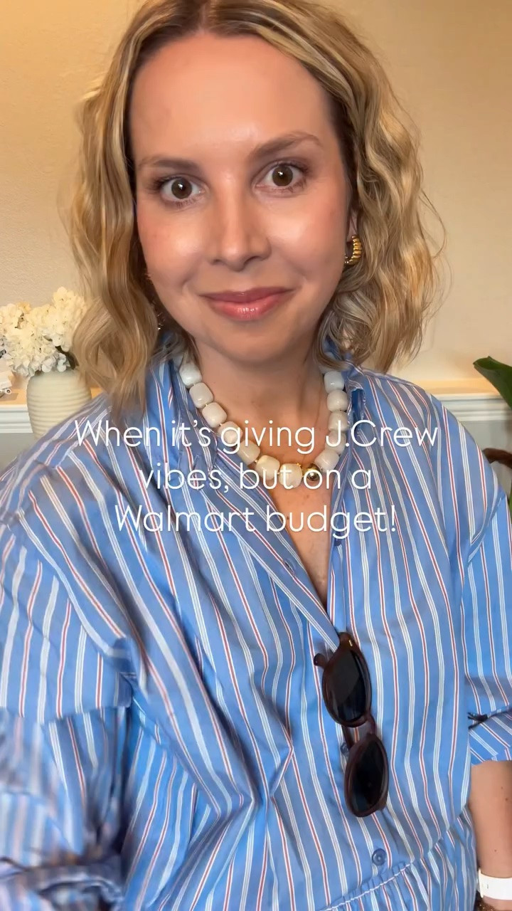 This matching button down and shorts is giving J.Crew vibes but on a Walmart budget!! I’m wearing a size small in both, but plan to exchange the top for a XS. Would also make a cute swim cover up or date night look with wedges! Comment NEED to shop! 

I’m Julie, a mom of 4 kids who works in Corporate America as an attorney. Come along for more working mom life! 😘

#modernmom #workingmomma #walmartstyle #momof4 #millenialmom 
over40 workingmomlife momsunfiltered summeroutfits momsupportingmoms 4kidsin6years momsover40 newatwalmart motherhood workingmoms relatablemoms
