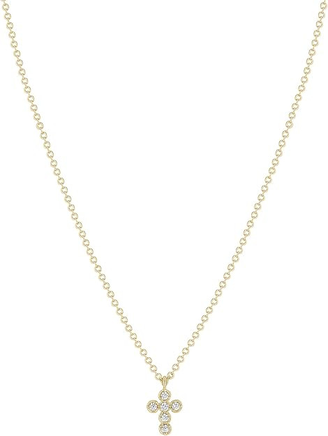Electric Picks Jewelry Like A Prayer Cross Necklace, 16" 14kt Gold Plated Chain – Staple Layeri... | Amazon (US)