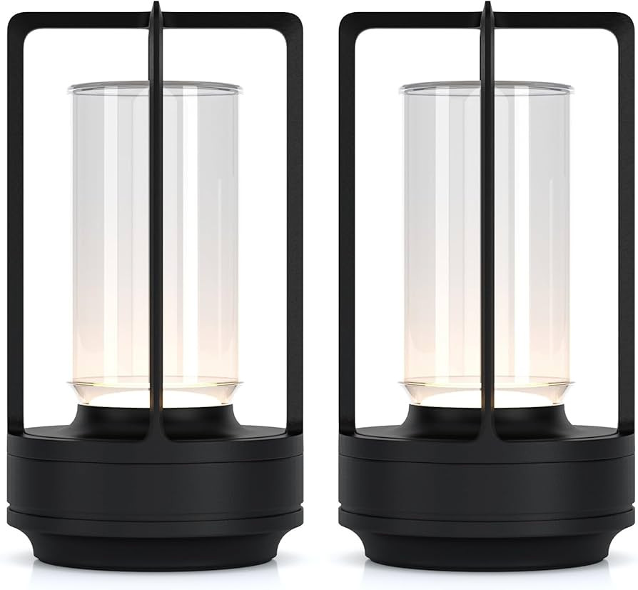 Portable Metal Table Lamp for Indoor/Outdoor ,Rechargeable Cordless LED Lamp, 3-Colour Infinitely... | Amazon (US)