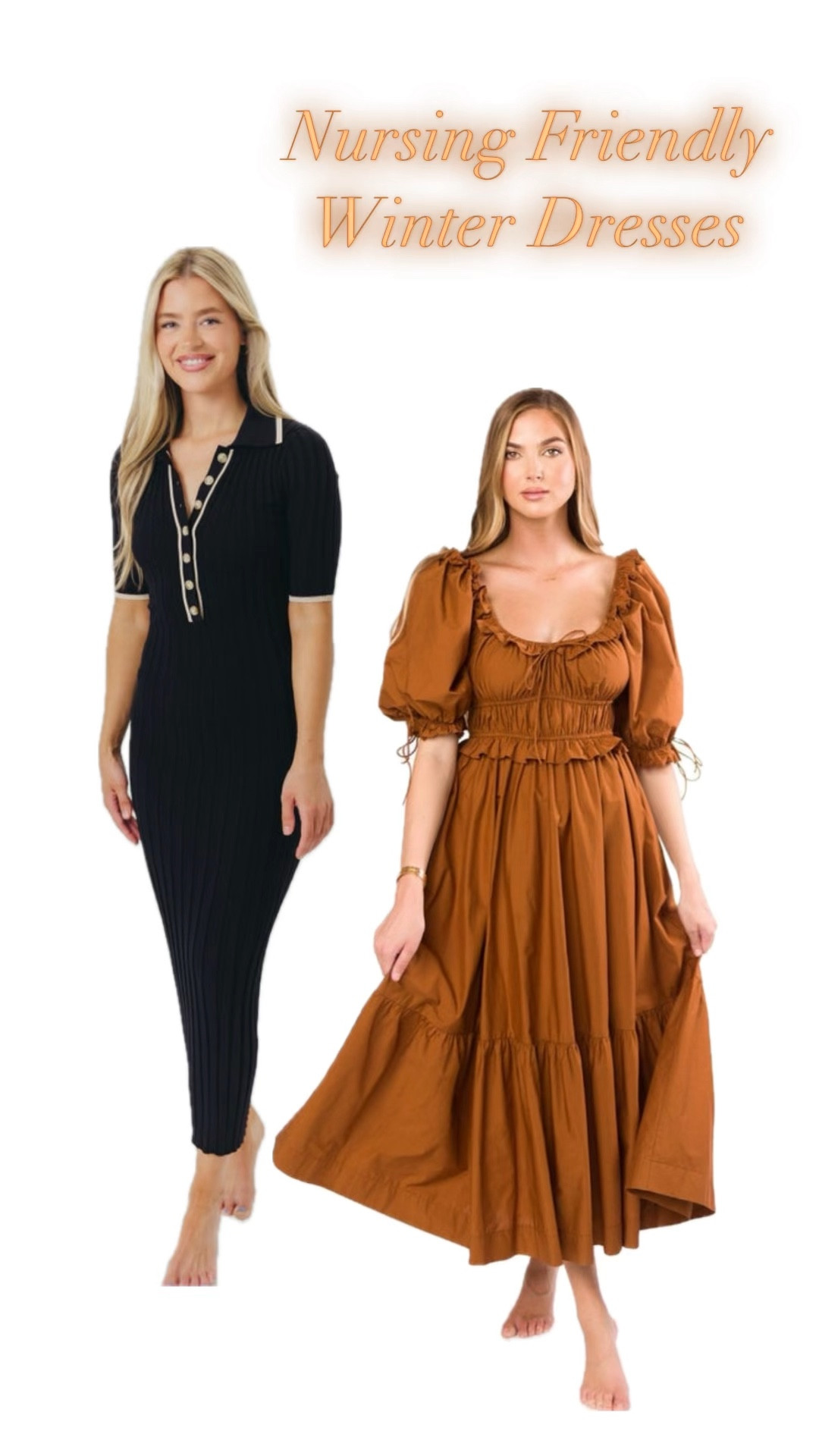Nursing and bump friendly dresses. Perfect for the holidays, family photos, church, and weddings. Currently 25% off! I wear a small in both. 

#LTKSaleAlert #LTKHoliday #LTKBump