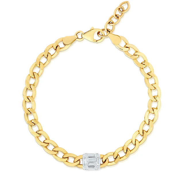 Emerald Curb Diamond Bracelet | Alexandra Beth