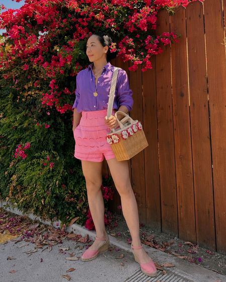 Summer color blocking in pink shorts. 

#LTKshoecrush #LTKFind #LTKSeasonal