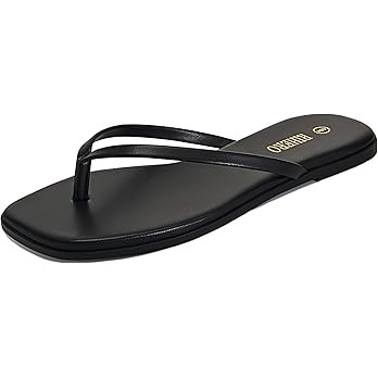 Rihero Flip Flops for Women Comfortable Square Toe Beach Sandals Slip On Leather Thong Flat Sanda... | Amazon (US)