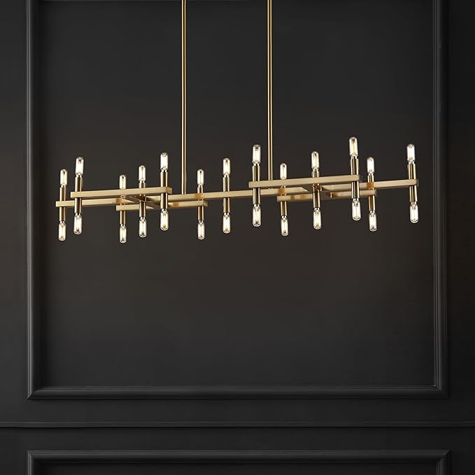 SAFAVIEH Couture Lighting Collection Harald Gold Metal 26-Light Linear Hanging Adjustable Chandel... | Amazon (US)