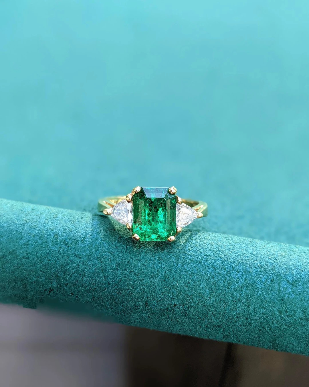 Vintage Emerald Cut Emerald Engagement Ring Wedding Ring Rose Gold Ring Dainty Art Deco Diamond W... | Etsy (US)