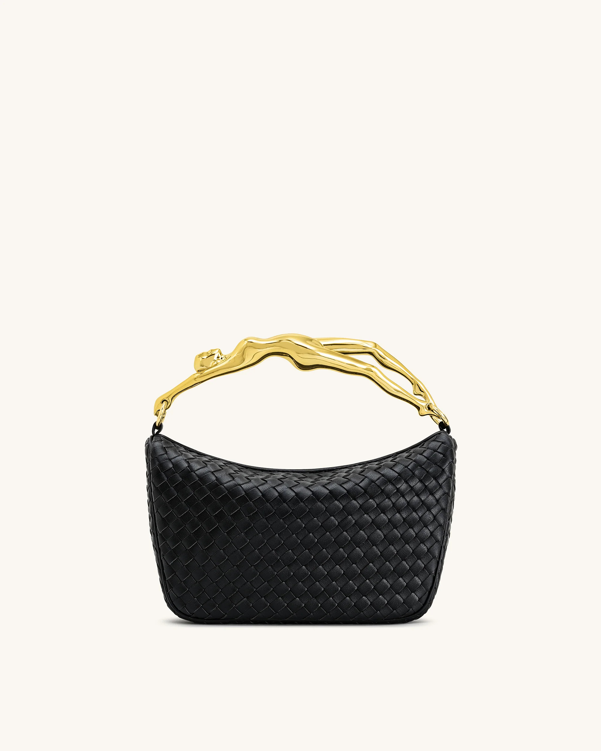 Jenny Woven Human-shaped Handle Handbag - Black | JW PEI US