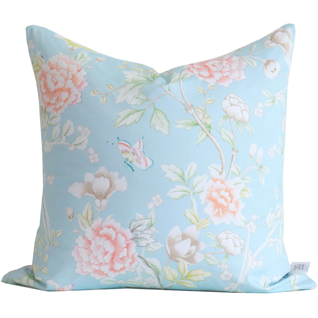 "Chinoiserie Garden" Pillow Cover by Lo Home x Tashi Tsering in Lake | Lo Home by Lauren Haskell Designs