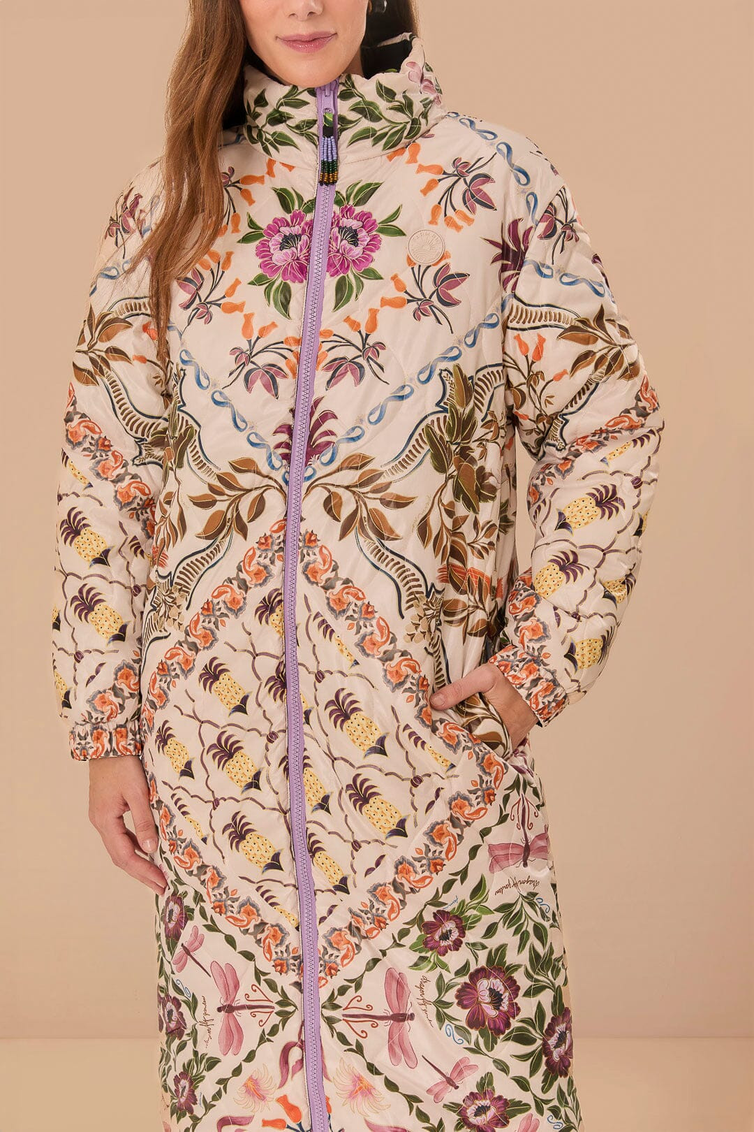 Black Winter Garden Reversible Maxi Puffer Jacket | FarmRio (US)