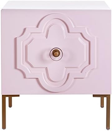TOV Furniture The Anna Collection Square Lacquer Side Table with Cabinet Shelf Pink | Amazon (US)