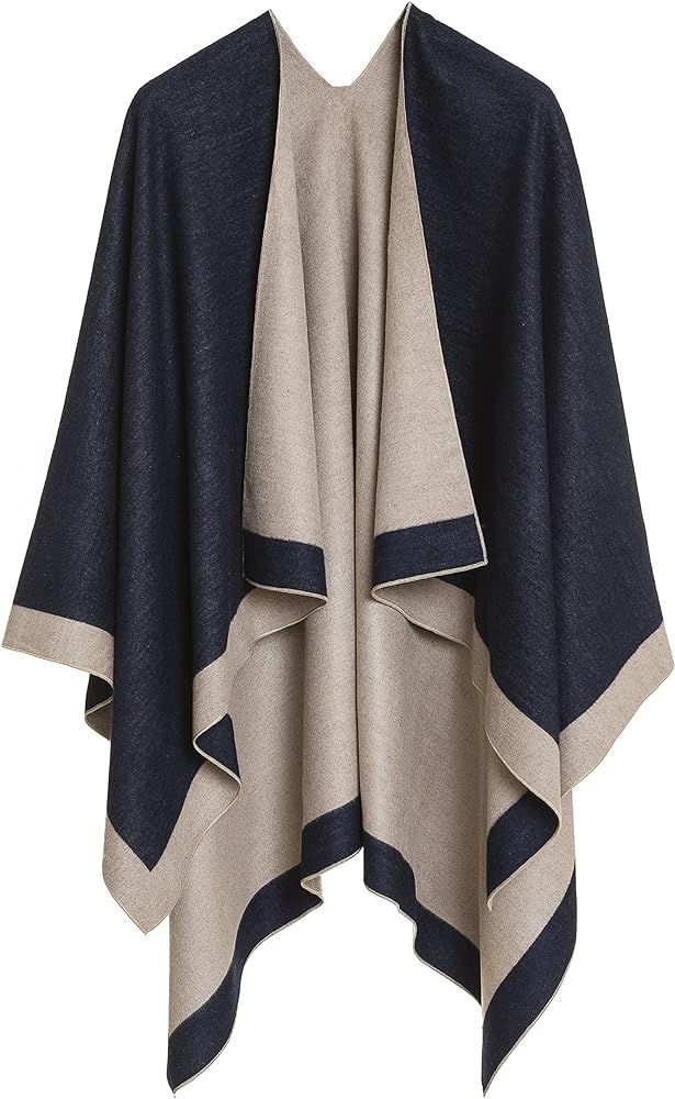 MELIFLUOS DESIGNED IN SPAIN Women's Shawl Wrap Poncho Ruana Cape Cardigan Sweater Open Front for Fal | Amazon (US)