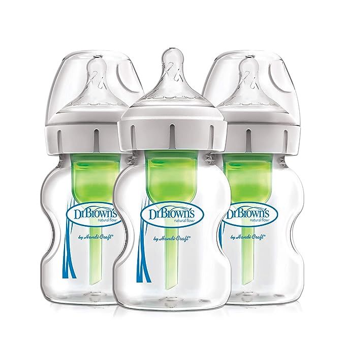 Dr. Brown’s Natural Flow® Anti-Colic Options+™ Wide-Neck Glass Baby Bottles 5 oz/150 mL, wit... | Amazon (US)