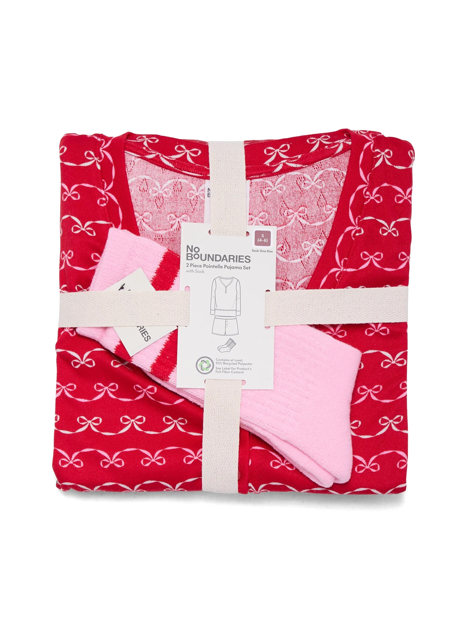 No Boundaries Giftable Long Sleeve Henley Sleep Top and Shorts Set with Socks, 3-Piece, Women’s | Walmart (US)