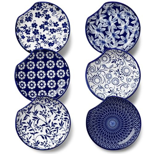 vancasso Ceramic Spoon Rest & Spoon Holder for Stove Top and Kitchen Counter, 4.8 Inch Blue White Floral Farmhouse Spoon Rest Set, Heat-Resistant, 6-Pack | Amazon (US)