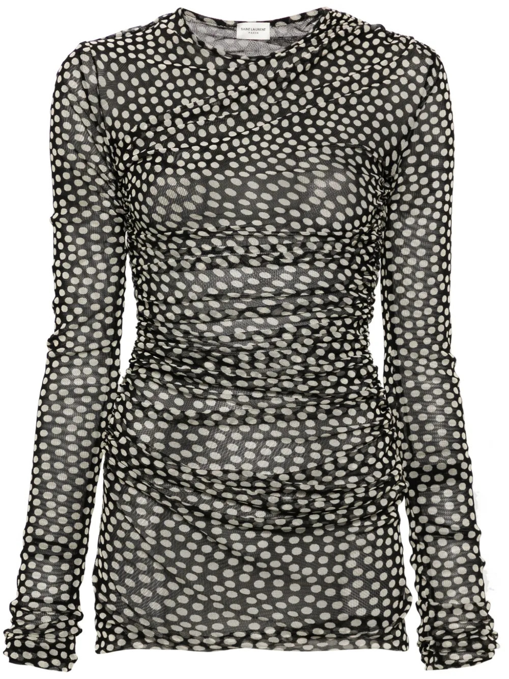 Saint Laurentpolka-dot ruched tulle minidress | Farfetch Global