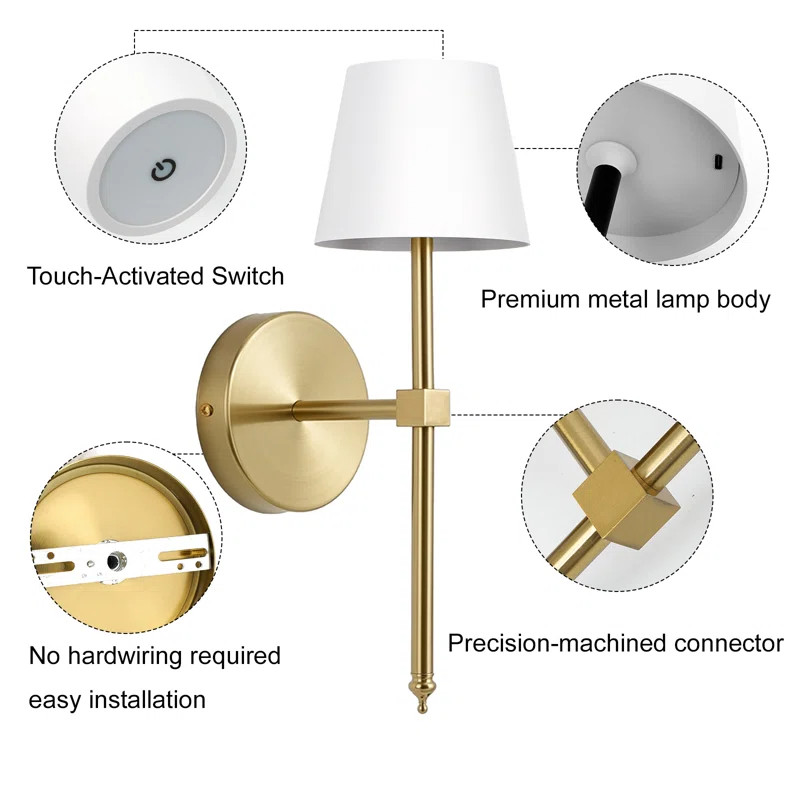 Wireless Wall Sconces  Stepless Dimming Led Wall Lamps (Set of 2) | Wayfair North America