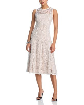 AQUA Lace Faux Pearl Trim Midi Dress - Exclusive | Bloomingdale's Women Dresses | Bloomingdale's (US)