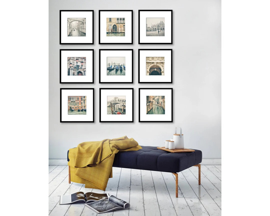 Venice Italy Set of 9 Prints Gallery Wall Art Black and - Etsy | Etsy (US)