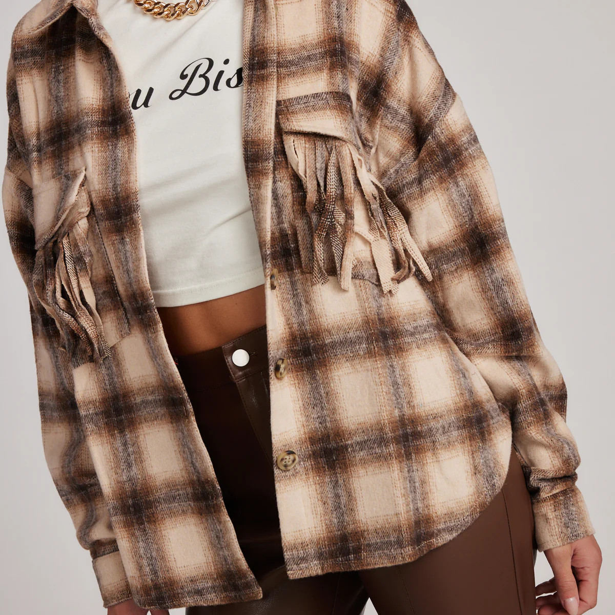 Devin Brown Fringe Shacket | 12th Tribe