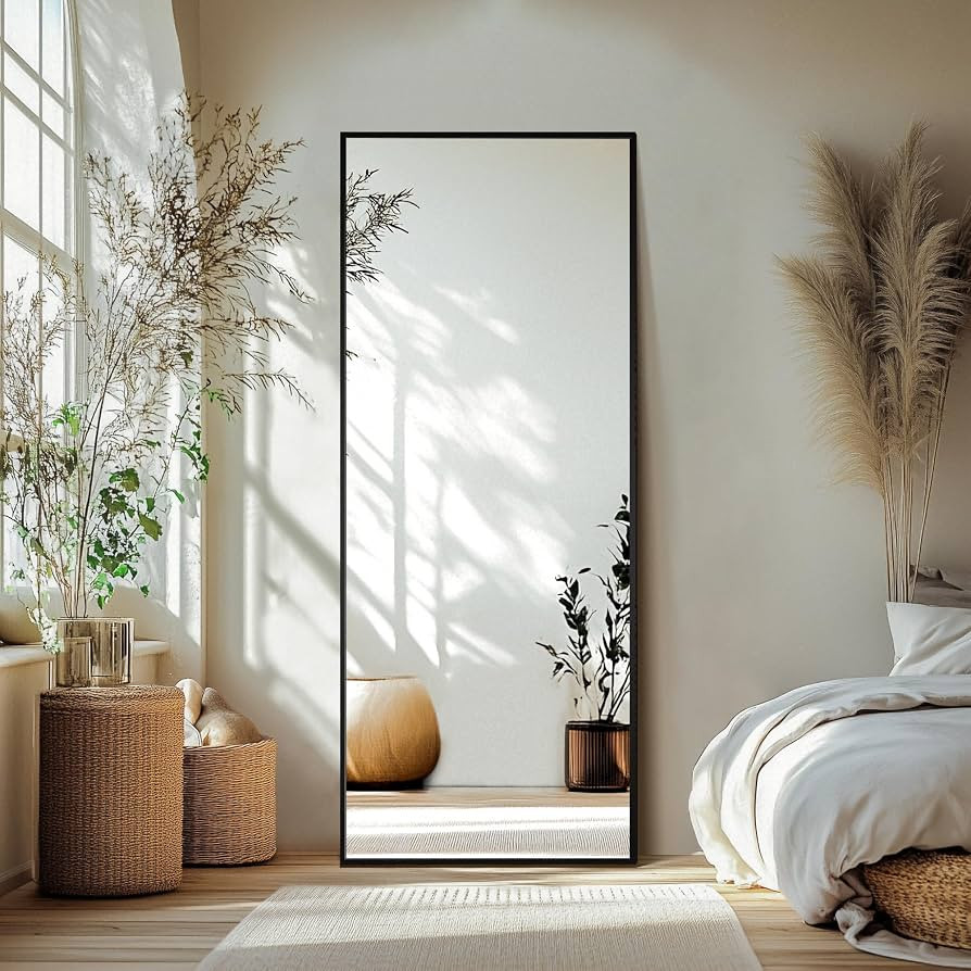 Delma Full Length Standing Mirror,Large Floor Mirror with Aluminum Frame for Bedroom, Bathroom, L... | Amazon (US)