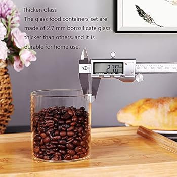 Glass Kitchen Containers with Bamboo Lids, Set of 5 Glass Jars with Airtight Wood Lids for Pantry... | Amazon (US)